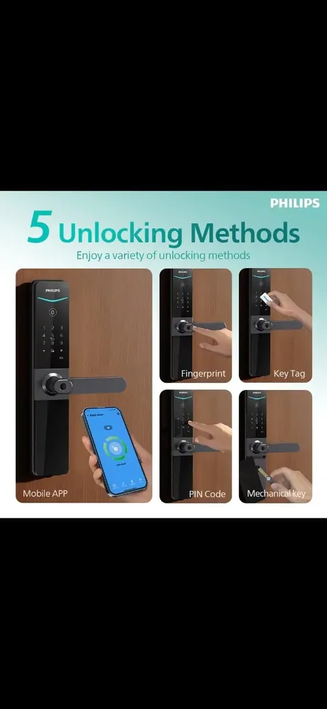 Cerradura Digital Philips Ddl610 Wifi Huella Clave Tarjeta Negro Y Gris 5